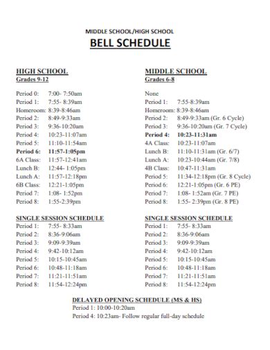 High School Schedules .